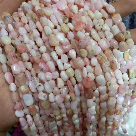 无优化天然粉红澳宝原石随形碎石 5-8mm diy串珠饰品手作材料配件