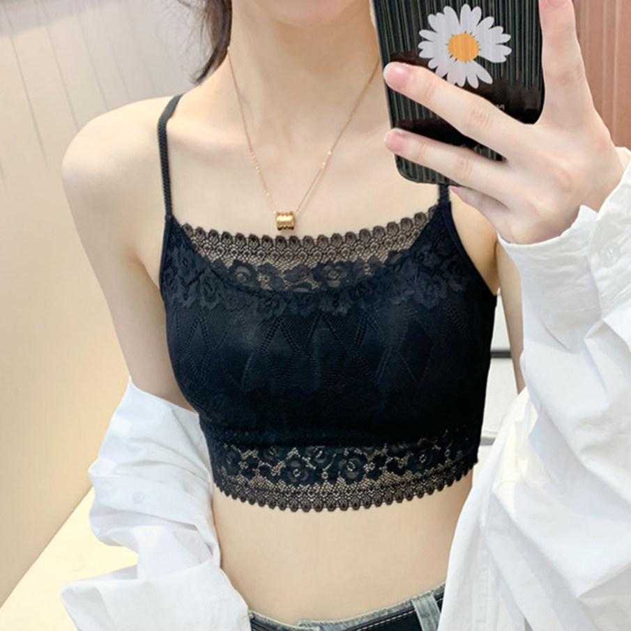 裹胸小背心 蕾丝吊带抹胸女夏薄款白色打底内衣短款内搭美背防走光