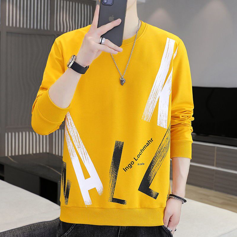 长袖t恤男内搭打底衫圆领印花小衫秋衣服_推荐淘宝好看的以纯男t恤