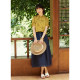 Wangcheng H828/Xiu Fanghua/Summer New Chinese New Chinese New Together 100%Silk yellow embroidered oblique buckle standing small shirt