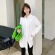 Sleeveless shirt for women's inner wear 2025 autumn and winter mid-length layered plush velvet large size power-on style dressing white vest shirt
