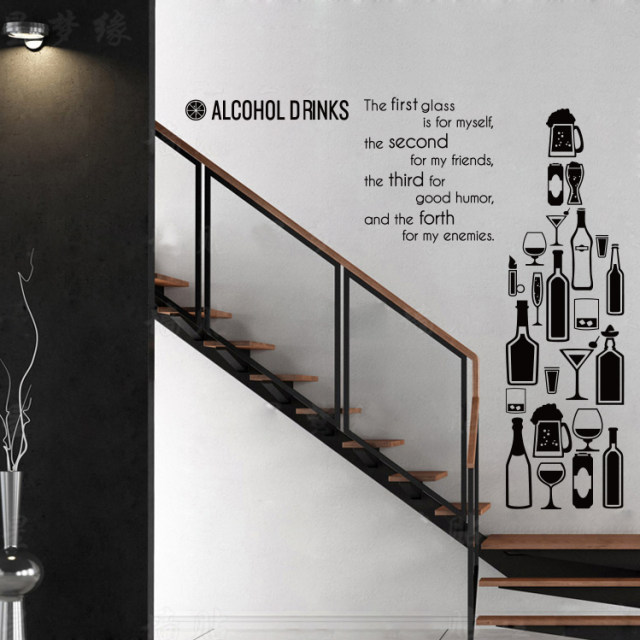 Beer wine bottle wine glass sticker bar KTV stickers winery shop restaurant restaurant glass door decoration wall stickers