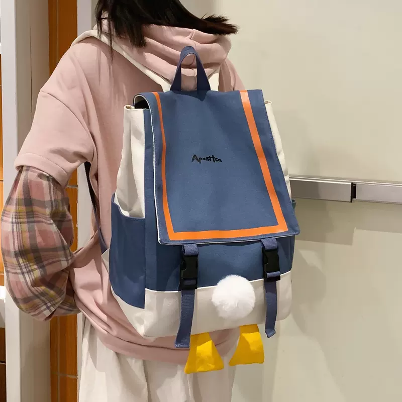 可爱鸭屁股书包韩版原宿ulzzang女初中生森系双肩包少女高中