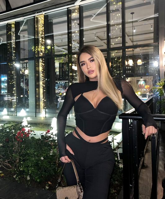 LA PINKY European and American sexy black deep V suspender breasts and slim hollow long-sleeved shirt fake two-piece base shirt