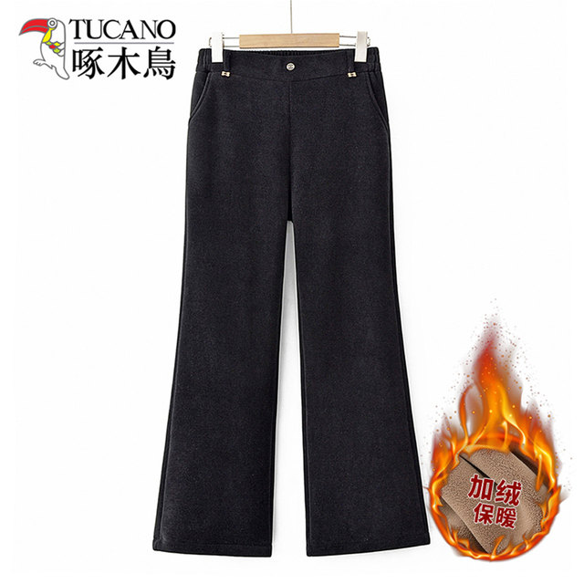 
Woodpecker 2025 Autumn and Winter New Fashion Slim and Western-style Mother's Clothes Middle-aged Women's Clothing Western-style Velvet Straight-leg Pants