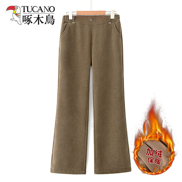 
Woodpecker 2025 Autumn and Winter New Fashion Slim and Western-style Mother's Clothes Middle-aged Women's Clothing Western-style Velvet Straight-leg Pants