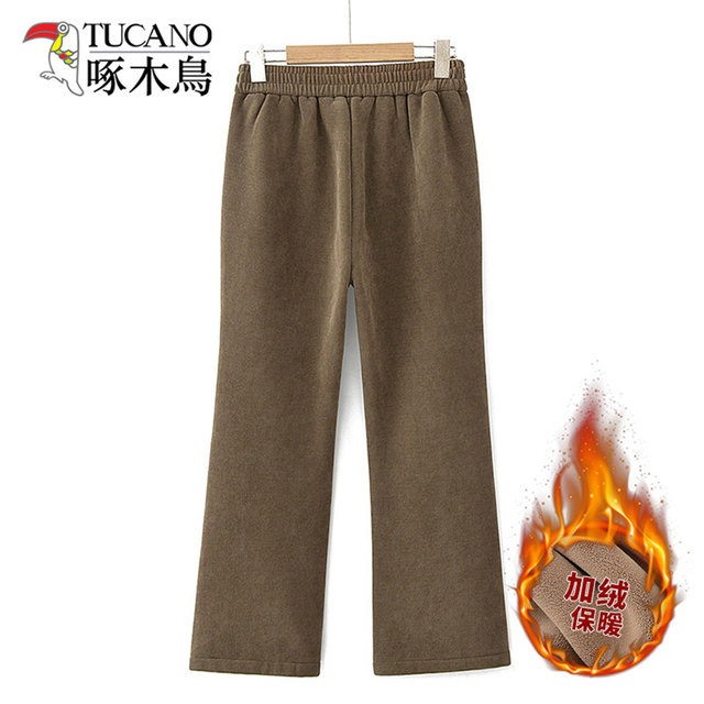 
Woodpecker 2025 Autumn and Winter New Fashion Slim and Western-style Mother's Clothes Middle-aged Women's Clothing Western-style Velvet Straight-leg Pants