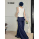 Wide color blue retro imitation denim loose wide-leg casual pants for women 2025 spring and summer new straight trousers
