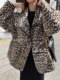 Clearing goods European designers show their styles, full of details, eye-catching personality, leopard print work clothes windbreaker jacket
