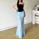 European and American 2024 summer new women's hot girl pure desire, high -waist mesh skirt temperament versatile fishtail long skirt
