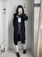 Original badge navy collar sweater cardigan autumn and winter large lapel mid-length knitted jacket for women