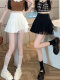 Black mesh pleated skirt female summer new small short skirt fashion pure desire high waist and thin A -line skirt
