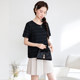 
Qisu large-size women's top 2025 summer new style slim and fat mm straight shoulder slim and pleated casual short-sleeved T-shirt