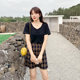 Large -size plaid skirt 2023 summer new Korean version high waist, thin and thin mm retro A -line skirt skirt