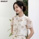 Highday Xuanri 2024 summer short-sleeved gentle top for women new Chinese elegant puff sleeve printed shirt ins