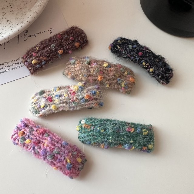 Autumn and winter new woolen knitted color point hairpin bangs clip plush clip hairpin