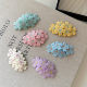 Green and spring girl sweet cherry blossom hairpin knitted embroidered flower bangs side clip hair accessories new style headdress
