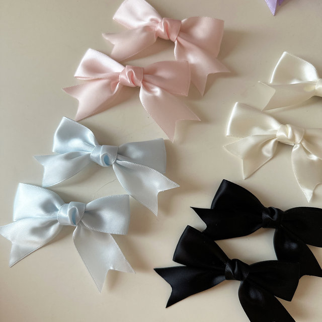 Cute satin bow hair clip bangs clip broken hair edge clip double ponytail ribbon clip girl hair accessories hair clip