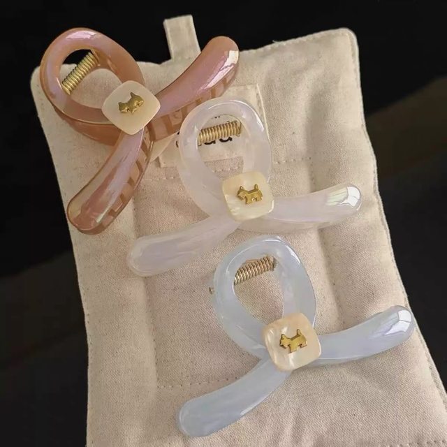 Korean new style pearlescent high-end gold label puppy clip temperament back head aurora shark clip ins hair accessories