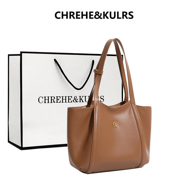 CHREHE/KULRS Li Sisi same bag vegetable tanned leather hand-held towing large capacity commuting one-shoulder computer bag
