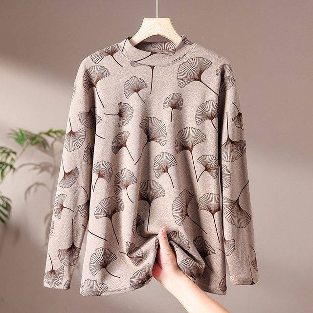 Middle-aged and elderly women's starry sky cotton autumn clothing thermal underwear tops cold-proof mother's wear double-sided brushed high elastic bottoming shirt