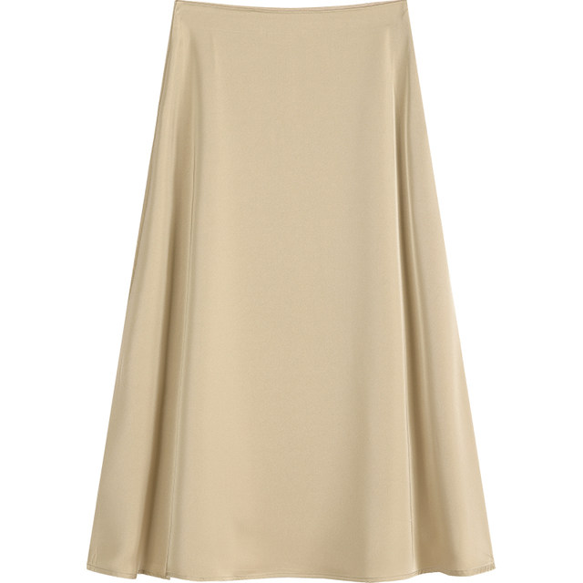 South Korea Dongdaemun Spring and Autumn 2025 new acetate satin champagne color slim hip skirt solid color summer skirt