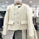 European simple wool coat for women's winter clothes 2024 new style slim and fashionable short plus cotton thin wool coat