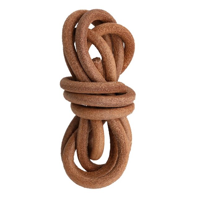 DIY material hand-woven cowhide rope natural color round head layer retro cowhide rope bracelet necklace skipping rope