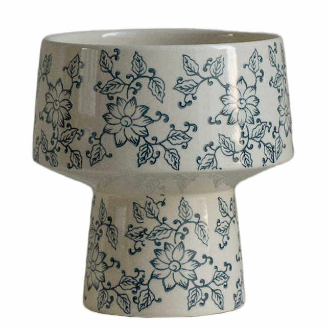 Blue and white porcelain pattern butterfly orchid ceramic flower pot Chinese style interior decoration retro porcelain green plant flower universal pot