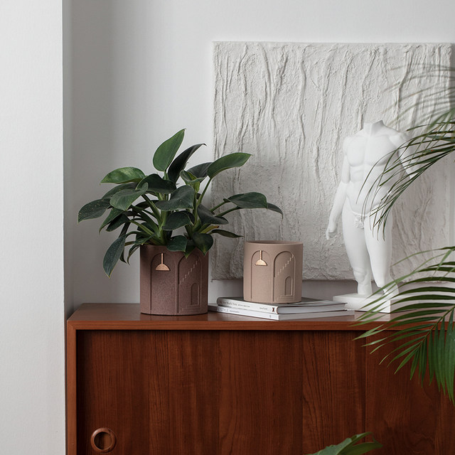 Cement flower pot simple creative personality green planting potted green spoofo and succulent medieval style creative flower pots 侘 水 水 水 水
