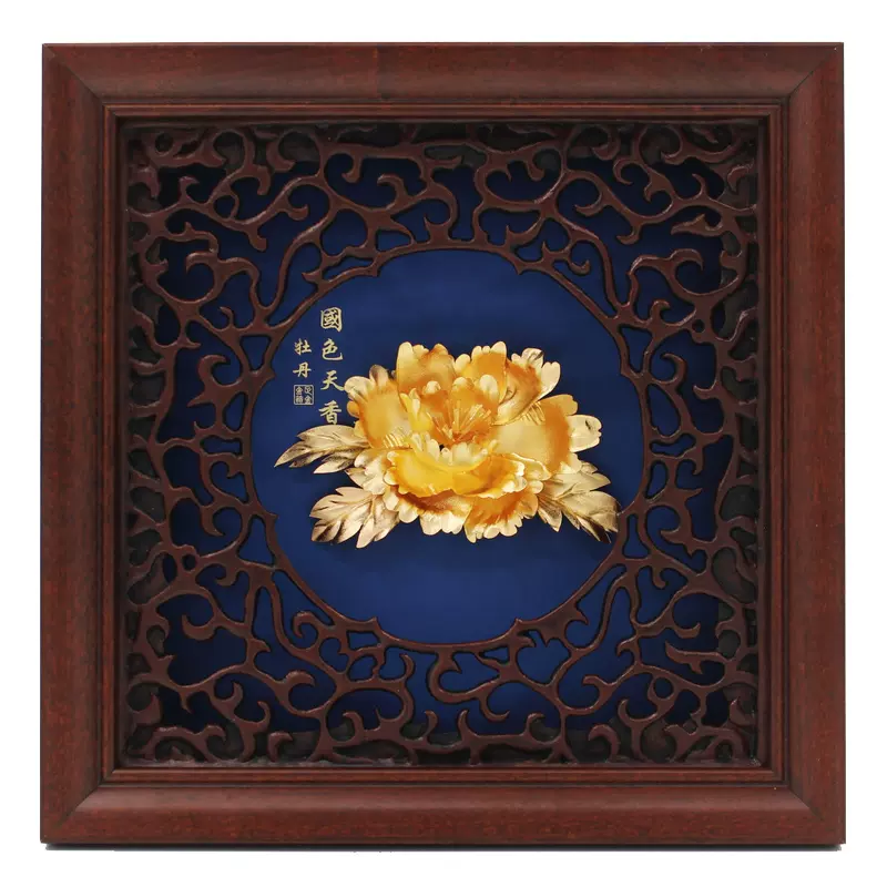 立体金箔画国色天香牡丹花吉祥摆件开业送礼公司银行定制商务