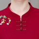Mom pretend to be long -sleeved T -shirt women's ethnic wind embroidery bottoming shirts in middle and elderly women, velvet thickened cheongsam collar top

