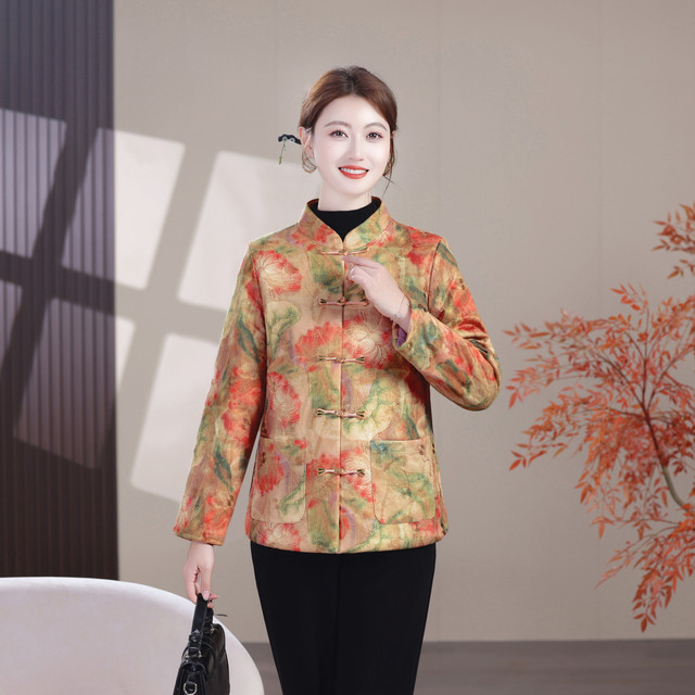 2025 New Autumn and Winter Women's Padded Cotton Clothes Mother's Tops Retro Style New Chinese Style National Style Mother's Warm Jacket