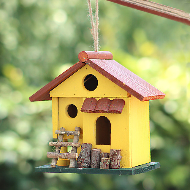 Outdoor bird nest garden courtyard layout landscape solid wood balcony yard garden decoration ornament simulated bird house bird nest
