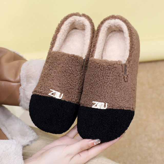 Beanie shoes for women 2025 new hot style autumn and winter slip-on outer wear thick fur shoes pregnant women plush beanie shoes