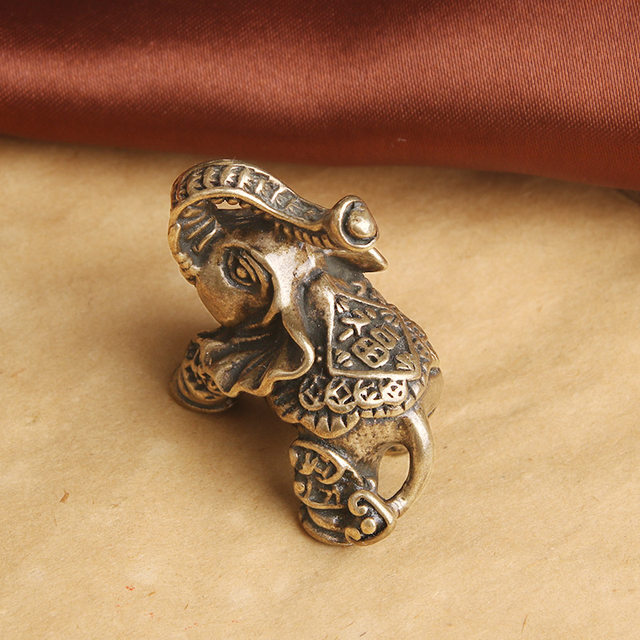 Pure Bronze Make Old Nafu Grand Elephant Couple Desktop Swing Home Feng Shui Play Tea Pets Old Copper
