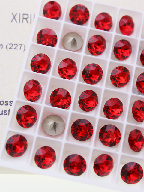 Shijia rhinestones 1088 pointed bottom round Austrian diamond 227 light red nail art jewelry pile drill ball handmade DIY with drill and repair drill