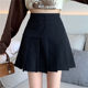 New high-waisted gray pleated skirt for women plus size fat mm slimming A-line skirt autumn and winter fat black short skirt