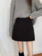 Black woolen short skirt for women in autumn new versatile Korean version high waist slim straight A-line skirt hip-covered skirt