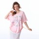 ziziFei summer new slim American retro design cartoon printed pattern V-neck top short-sleeved T-shirt for women
