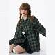 ziziFei autumn and winter retro design bow plaid thickened loose plaid shirt jacket for women