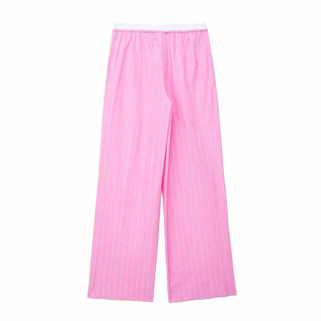 ZARATHESAME Summer Women's Casement Boxer Panties Details Striped Pajama Style Pants 3426252 046