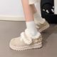 Pull-back snow boots for women 2025 new winter velvet thickened warm cotton shoes one-legged outer wear furry shoes