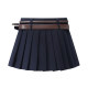 Meng Jia's same style pleated skirt 2024 winter new miu style college style double belt skirt high waist short skirt for women