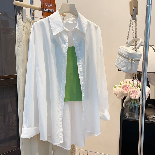 Yellow, elegant atmosphere versatile long -sleeved shirt female 2024 spring new Korean version of the loose casual shirt top
