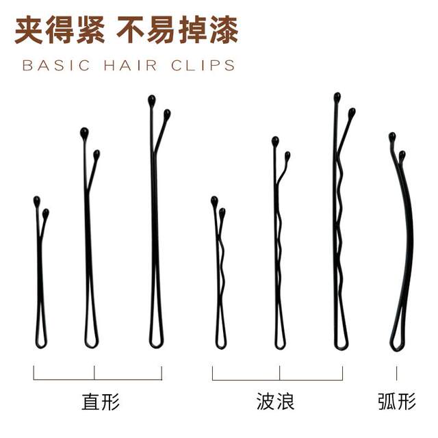 Black steel curved bangs one-word side clip broken hair clip headdress hair clip women's wire u-shaped clip simple