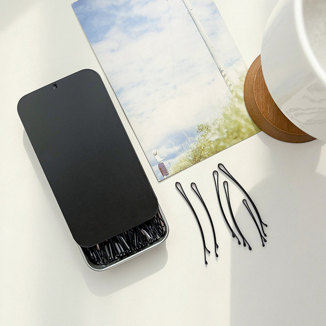 Curved one-shaped clip black steel bangs side clip broken hair clip headdress hair clip women's wire simple small