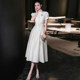 European Station 2025 summer new high-end light luxury occasion women's French temperament long skirt women's white dress