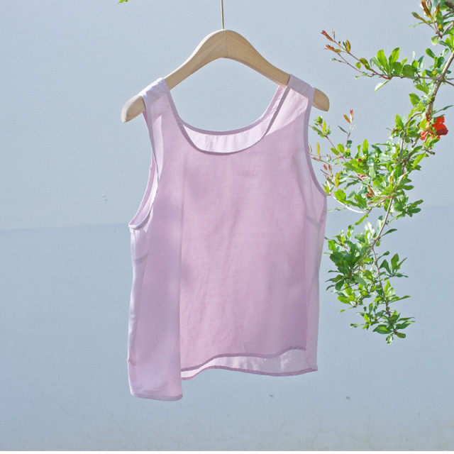 Thin pure cotton Japanese style literary women's clothing solid color sleeveless home base vest suspender spring and summer versatile layering vest