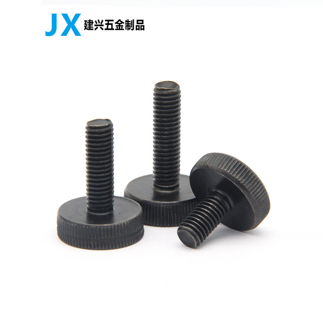 GB835 black flat head knurled hand screw black zinc plated large head hand screw adjustment screw m3m4m5m6m8m10